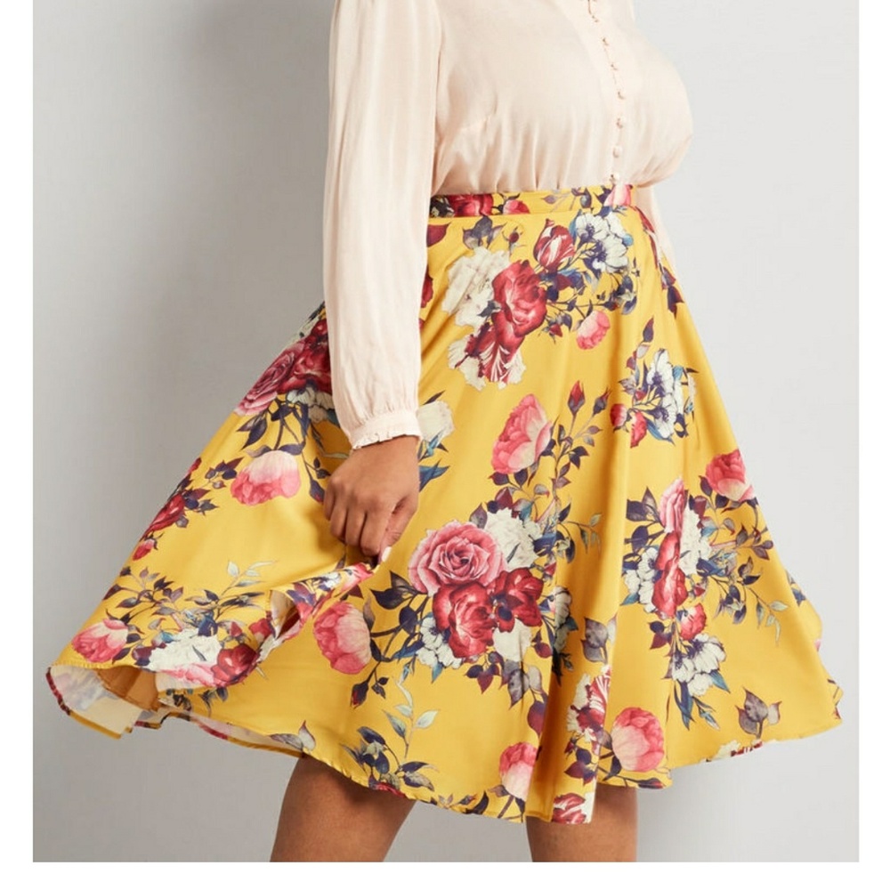 Modcloth Ikebana for All A-Line Skirt with Pockets